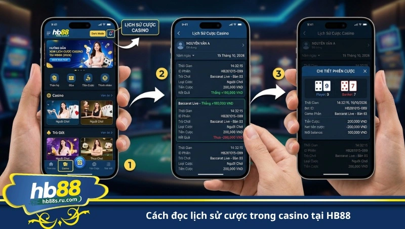 cách đọc lịch sử cược trong casino tại HB88
