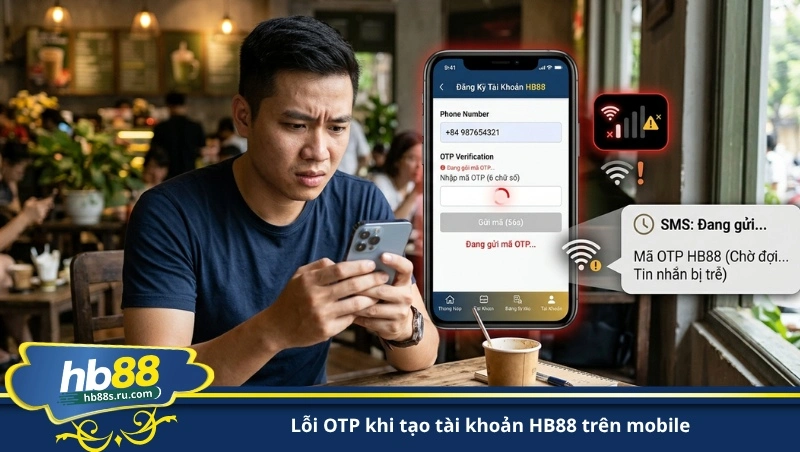 lỗi OTP khi tạo tài khoản HB88 trên mobile